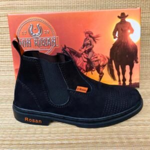 Bota botina masculina don rosan couro nobuck butina vaquejada preta unissex