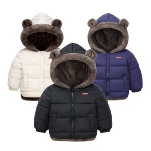 Casacos espessos para crianças outono inverno mais de veludo meninas roupas algodão com capuz sólido kids outerwear