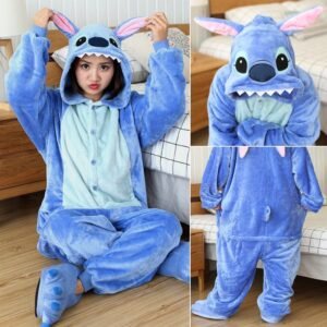Adultos e crianças pijamas de inverno flanela quente confortável, design animal,