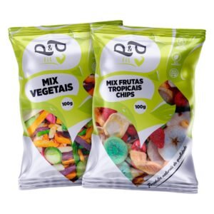Kit mix p&p vegetais desidratados e frutas tropicais desidratada liofilizadas 100g