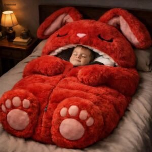Rabbit sleeping bag warm adults plush – cute cat frog shark snake slumber for home travel weather soft nap mat men