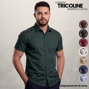 Camisa social masculina básica manga curta casual confortável algodão tricoline | origem