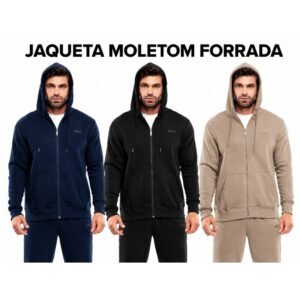 Jaqueta moletom masculina premium blusa demoletom quentinho com bolso, zíper e capuz