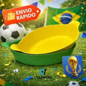 Kit 10 petisqueiras canoas - 5 verdes / amarelas copa do mundo futebol temáticas bowl
