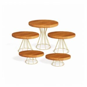 Kit bandejas suporte para bolo doces boleira tampo madeira decoração festas buffet aniversario