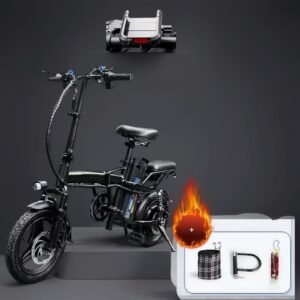 Bicicleta elétrica dobrável para adultos com pedalada assistida e suporte de celular carregamento bpy top