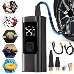 Bomba de ar elétrica 12v compressor portátil para pneus carro, moto, bicicleta e acessórios -m6