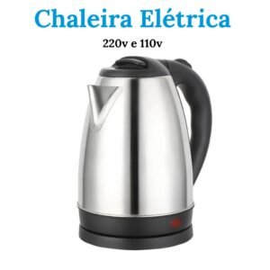 Chaleira elétrica térmica inox com base giratória e alta potencia aquecimento rápido 1,8 litros
