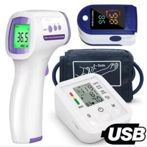 Kit medidor de pressão arterial digital + tensiômetros +termômetro infravermelho oxímetro dedo