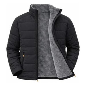 Jaqueta masculina de pelúcia grossa quente casaco forrada flanelada puffer bobojaco