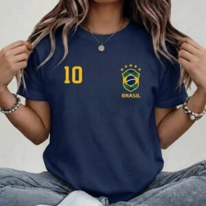 Camiseta 100% algodão brasil camisa 10 t-shirt feminina verão
