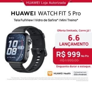 Huawei watch fit 5 pro| smartwatch relogio | tela fullview amoled de 1,92" mini treino 64 gb ecg