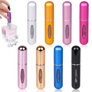 Conjunto 3 mini sprays de perfume recarregáveis 5ml – frascos portáteis para viagem e dia a
