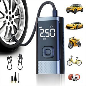 Compressor de ar portátil, rápido e preciso para pneus carro, moto bike -m6
