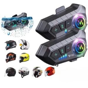 Y10 motocicleta sem fio bluetooth 5.3 fone de ouvido capacete kit chamadas mãos livres à prova d'água interco