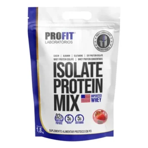 Whey isolate protein mix refil 1,8kg - profit labs sabor morango