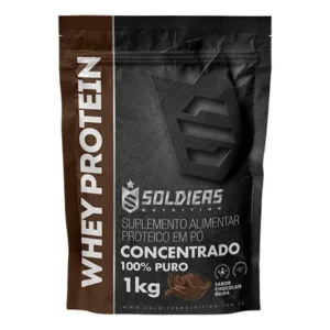 Whey protein concentrado 1kg sabor chocolate belga soldiers nutrition rico em proteína treino