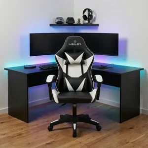Cadeira gamer lancer preta e branca healer