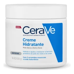 Creme hidratante corporal e facial para pele seca a extra sem perfume 454g cerave