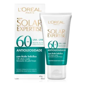 Protetor solar facial antioleosidade fps60, controle de oleosidade por 12h, efeito matte sem cor, expertise l'oreal paris, 40g