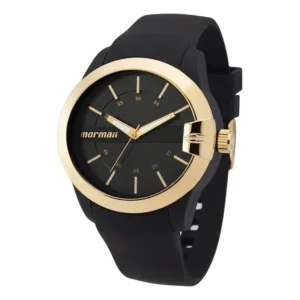 Relógio de pulso mormaii mopc21jag/8p com corria poliuretaneo cor preto - bisel dourado