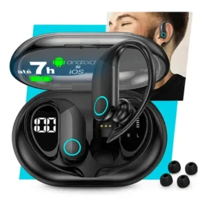 Fone de ouvido bluetooth sem fio tws esportivo kateluo para corrida esportes bike moto academia caminhada tipo gancho preto