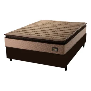 Cama box casal colchão espuma d33 pillow top van gogh 138x188x67cm marrom hellen - suporta até 120kg por pessoa