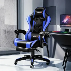 Cadeira gamer ergonômica vidita gx2000, azul com apoio de pés