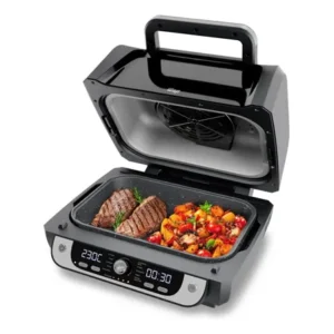 Fritadeira elétrica air fryer wap cozinha barbecue com painel digital e 12 funções preto cinza