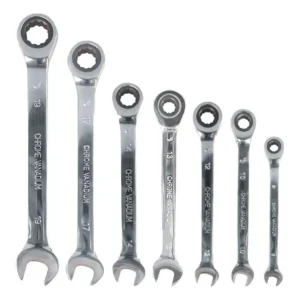 Epm tools jogo de chave combinada catraca com 7 peças aço 08 a 19mm cromado fosco