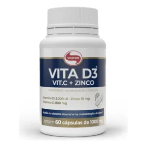 Suplemento vitamínico vita d3 + c zinco em cápsulas vitafor sem sabor