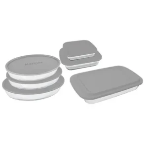Conjunto assadeiras 6 peças de vidro com tampa cinza - marinex