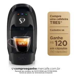 Cafeteira espresso luna preta - tres 3 corações