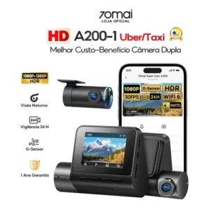 Câmera veicular 70mai a200-1 full hd 1080p hdr + 2 tela wi-fi app 24h visão noturna/ traseira uber nightvis