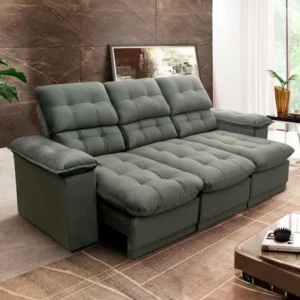 Sofá retrátil reclinável atenas 2,30m suede velut cinza