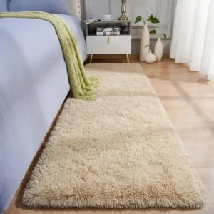 Passadeira felpuda bege corredor 2m texfine poliéster sala quarto cozinha 2 m 60 cm