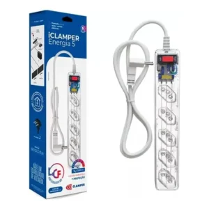 Filtro de linha 5 tomadas clamper iclamper energia cor transparente comprimento do cabo 1m 127/220v