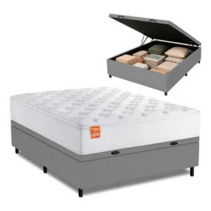 Cama box baú casal inducol molas ensacadas 138x188cm branco