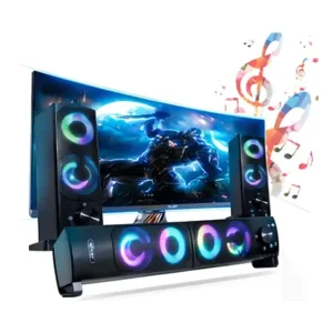 Som potente e estilo com o alto-falante knup pc tv rgb cor preto