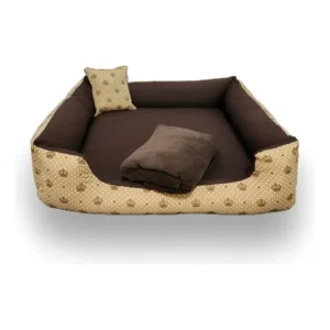 Cama berço grande 70x70 gv enxovais caminhas pet marrom com manta e travesseiro