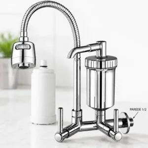 Torneira com filtro purificador agua bica flexível gourmet para cozinha parede luxo chuveirinho 2 modos de jatos a mais vendida prateado