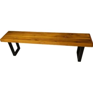 Banco estilo industria tampo madeira maciça 150x30x45cm acabamento da estrutura fundo seladora e cera de carnaúba