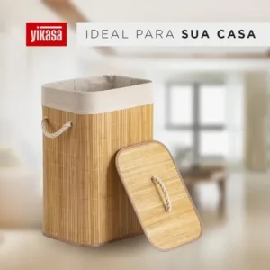 Cesto de roupas bambu 70 litros yikasa