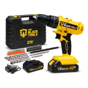 Parafusadeira e furadeira de impacto 3/8 the black tools tb21-pz com 2 baterias acessorios