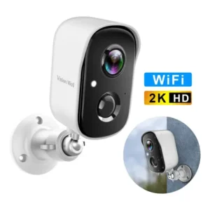 Câmera de segurança wi-fi externa 2k visão noturna colorida sem fio branco