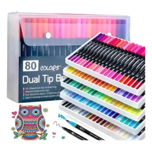 Kit caneta brush pen duas pontas lettering 80 cores pincel profissionais para ilustração arte-educação bysl