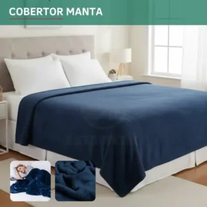 Cobertor manta soft casal microfibra antialérgica veludo super quentinha toque macio e confortável cor azul marinho