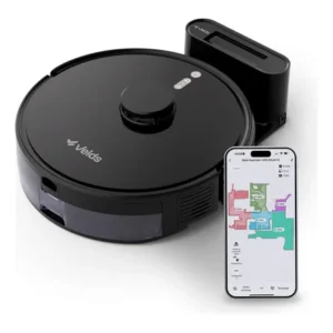 Robô aspirador de pó velds 3 em 1 varre aspira e passa pano com mapeamento via app sensor antiqueda, preto 127/220v