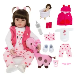 Bebê reborn boneca silicone girafinha menina pode dar banho