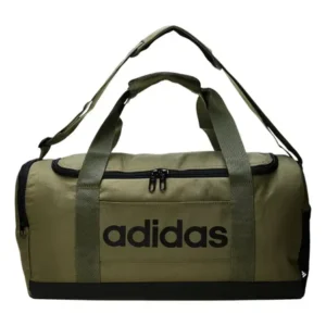 Mala duffel pequena linear feminino e masculino adidas cor olive strata / black desenho do tecido liso